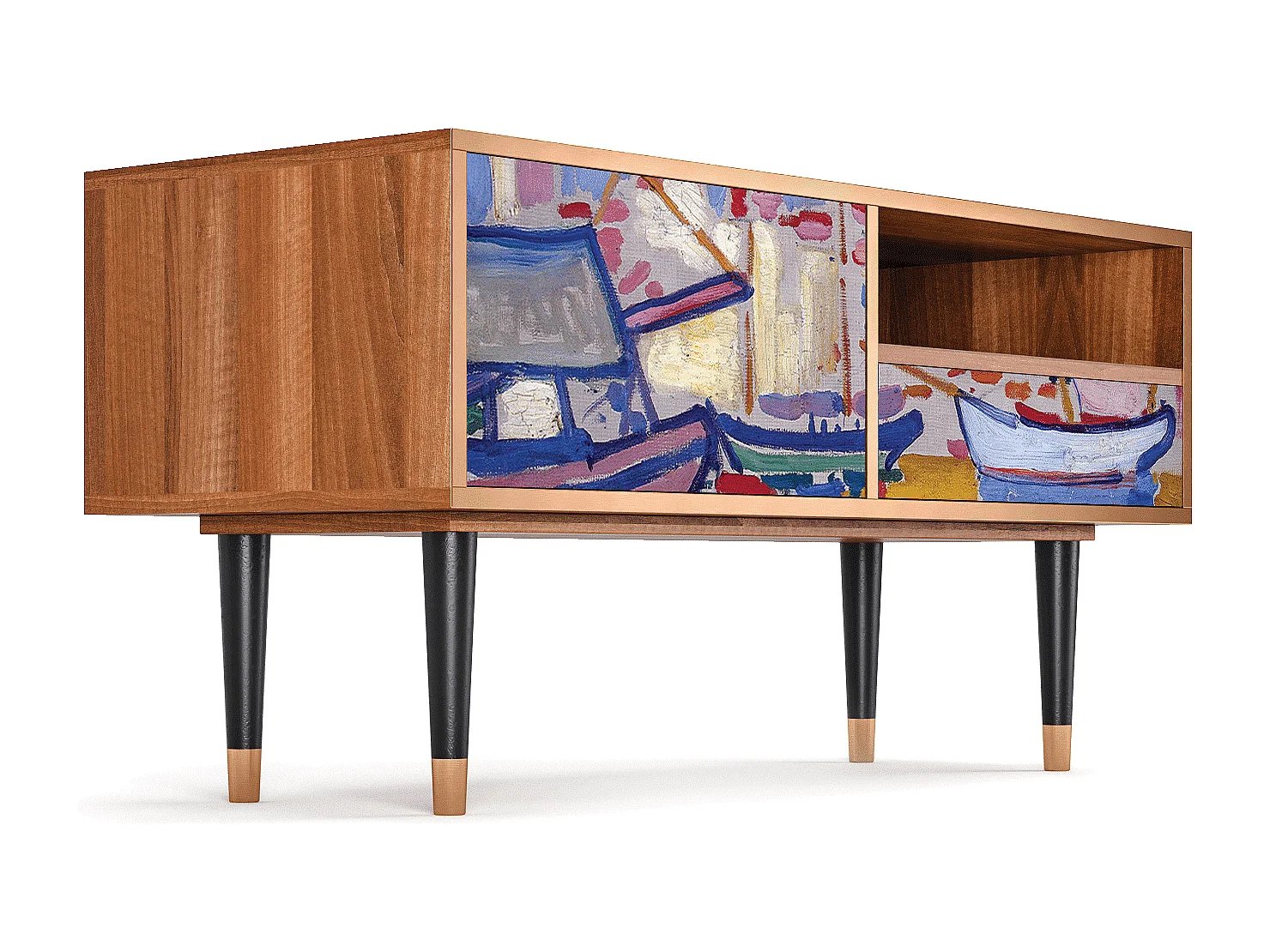 Szafka RTV - 115х59х48 cm - T3 - The Port of Collioure , Orzech