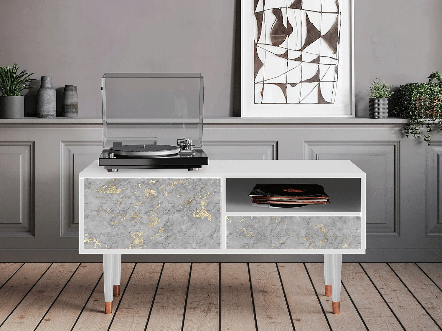 Meuble TV - 115х59х48 cm - T3 - Mariana Trench, Blanc