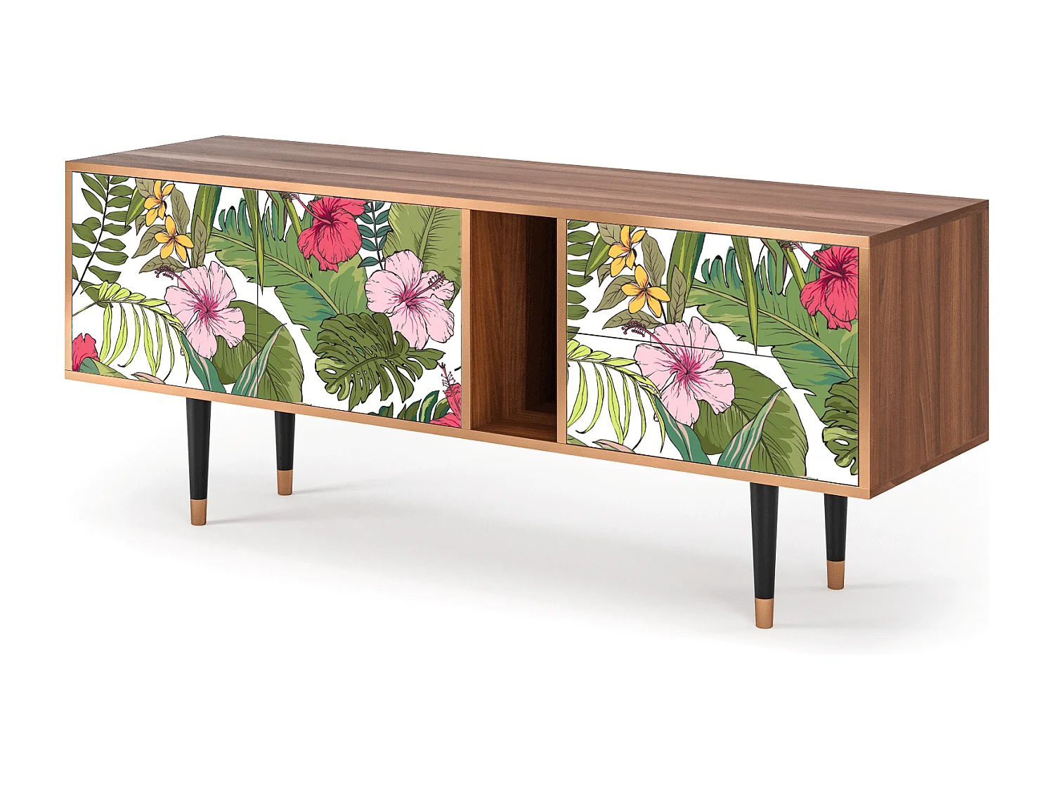 Mueble de TV - 170х69х48 cm - T1 - Verdant Tropics, Nogueira