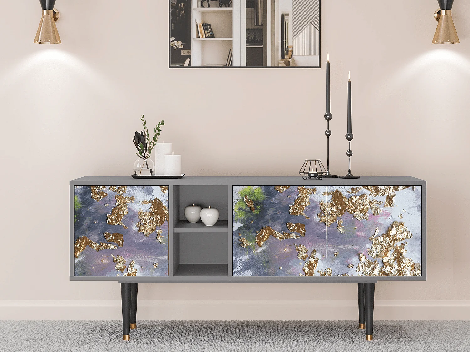 TV-Möbel - 150х69х41 cm - T5 - Planet Earth, Grau