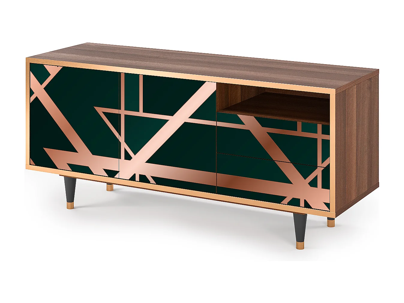 Meuble TV - 125х56х41 cm - T7 - Emerald Gatsby, Noyer