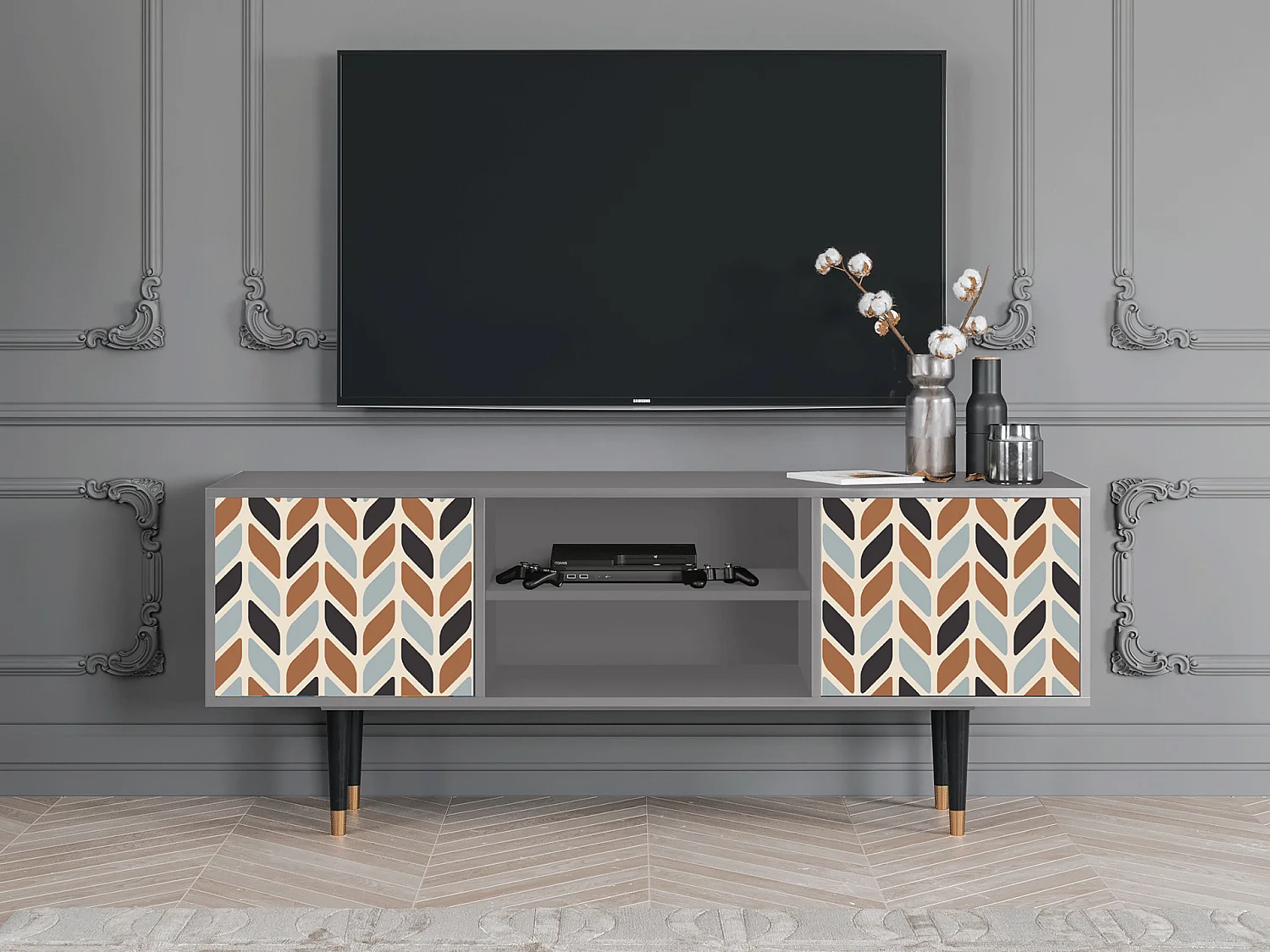 Meuble TV - 170х69х48 cm - T2 - Beige Laure, Gris