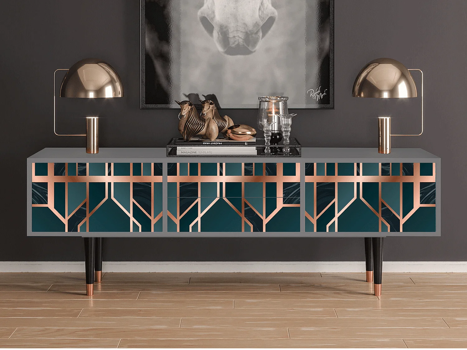 Meuble TV - 170х59х48 cm - T4 - Emerald Metro, Gris