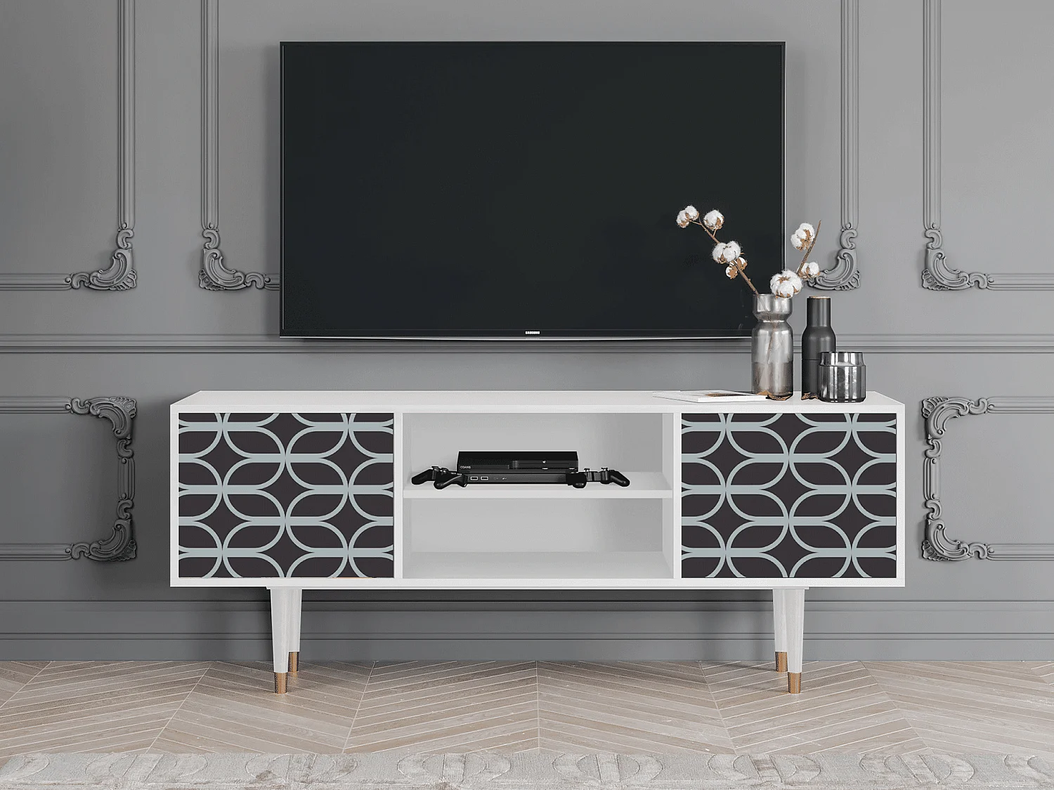 TV-meubel - 170х69х48 cm - T2 - Braided Blue, Wit