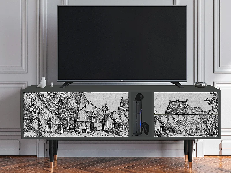 TV-Möbel - 170х69х48 cm - T1 - Farms in a Village, Anthrazit