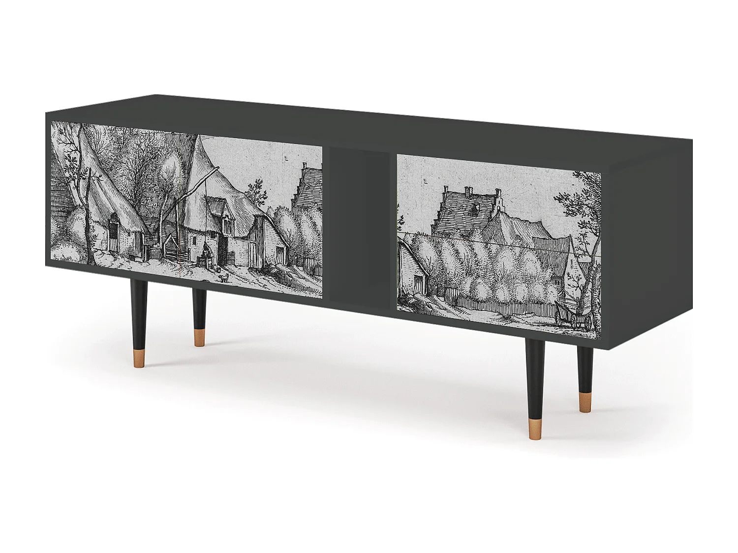 Szafka RTV - 170х69х48 cm - T1 - Farms in a Village, Antracyt