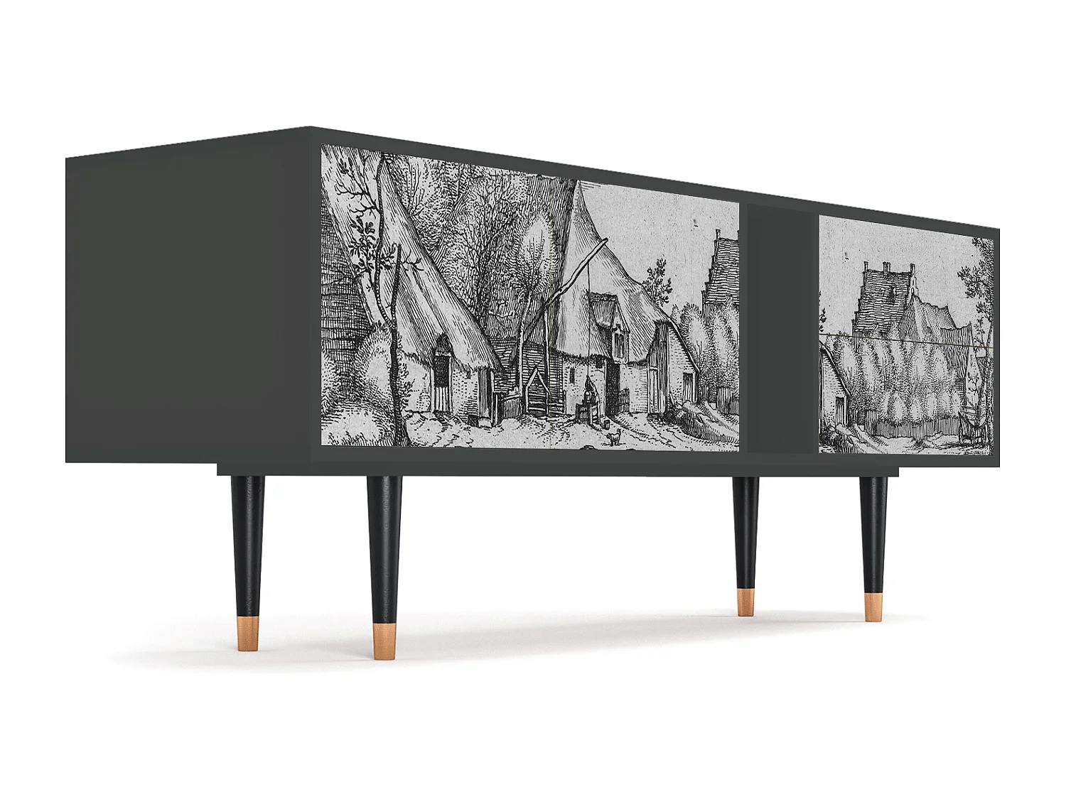 Szafka RTV - 170х69х48 cm - T1 - Farms in a Village, Antracyt