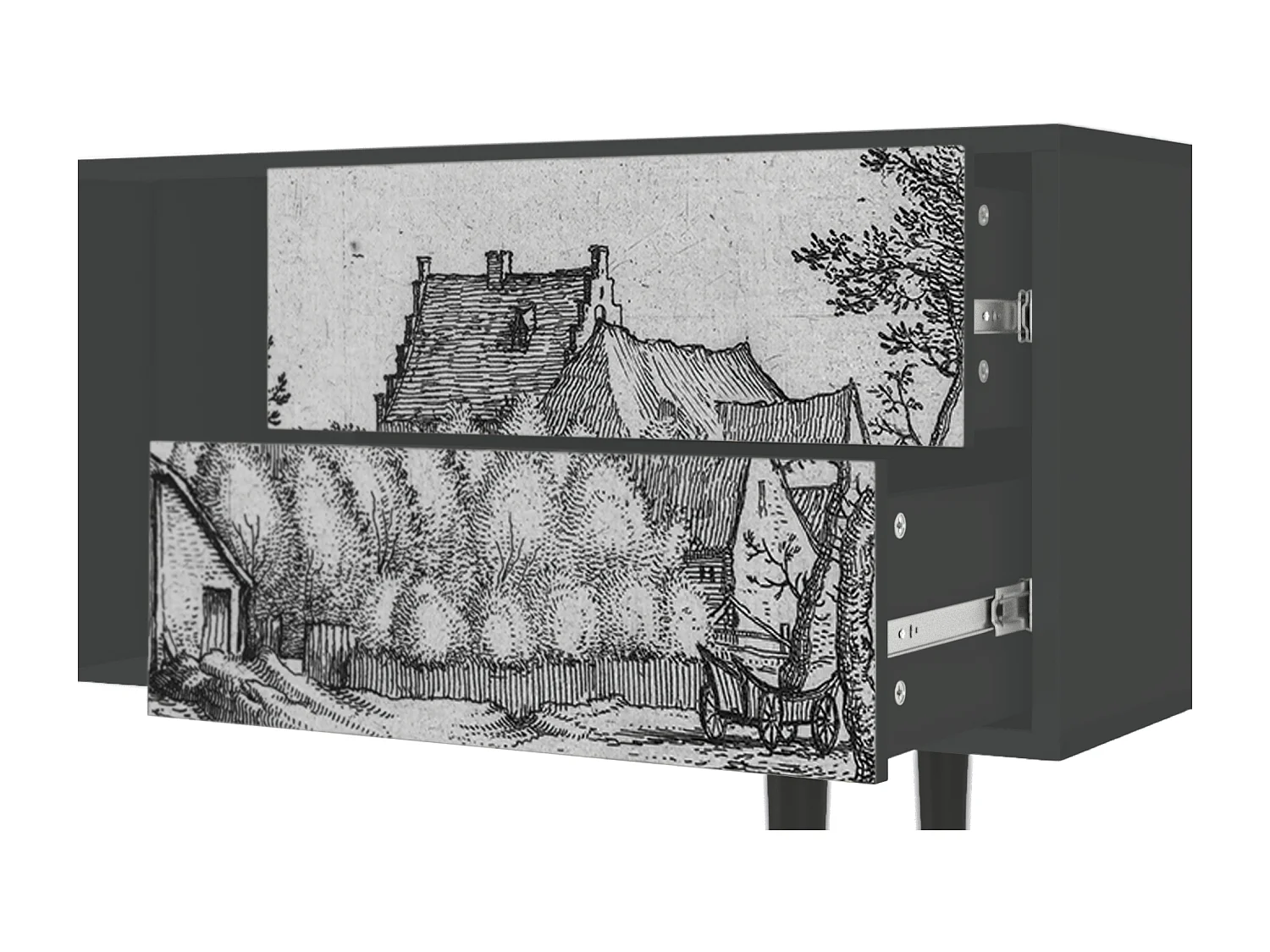 Szafka RTV - 170х69х48 cm - T1 - Farms in a Village, Antracyt