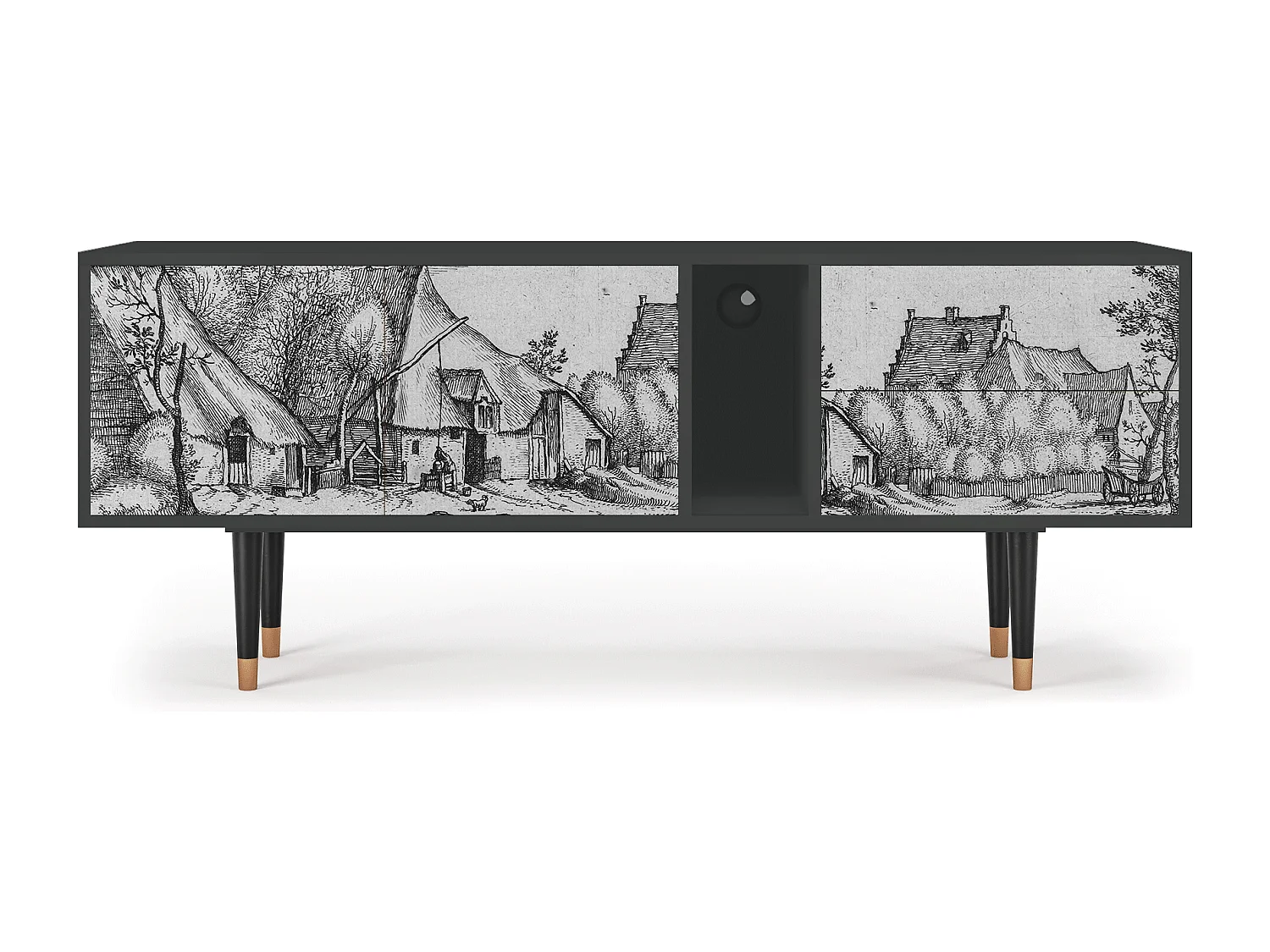 TV-meubel - 170х69х48 cm - T1 - Farms in a Village, Antraciet