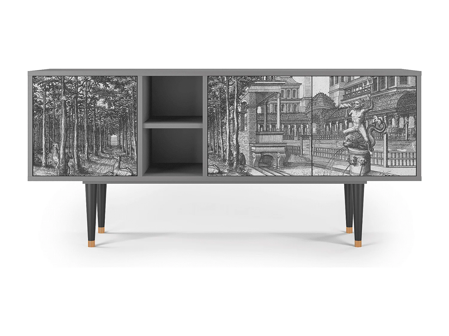 Szafka RTV - 150х69х41 cm - T5 - View of the Piazza, Szary