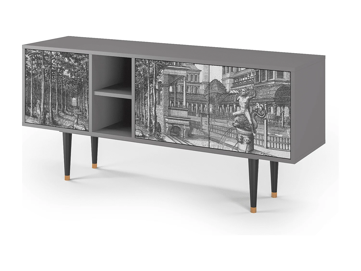 Szafka RTV - 150х69х41 cm - T5 - View of the Piazza, Szary