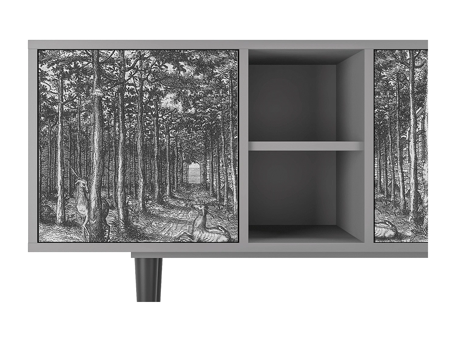 Szafka RTV - 150х69х41 cm - T5 - View of the Piazza, Szary