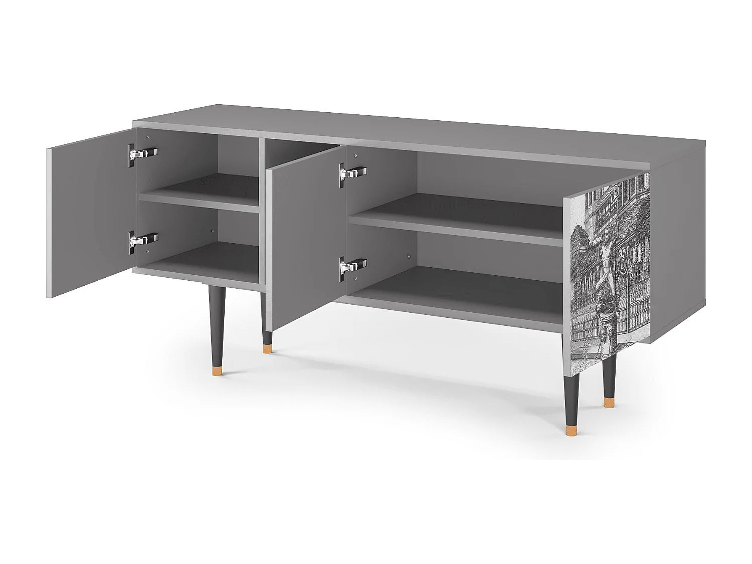 Szafka RTV - 150х69х41 cm - T5 - View of the Piazza, Szary