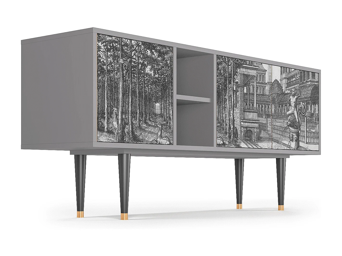 Meuble TV - 150х69х41 cm - T5 - View of the Piazza, Gris