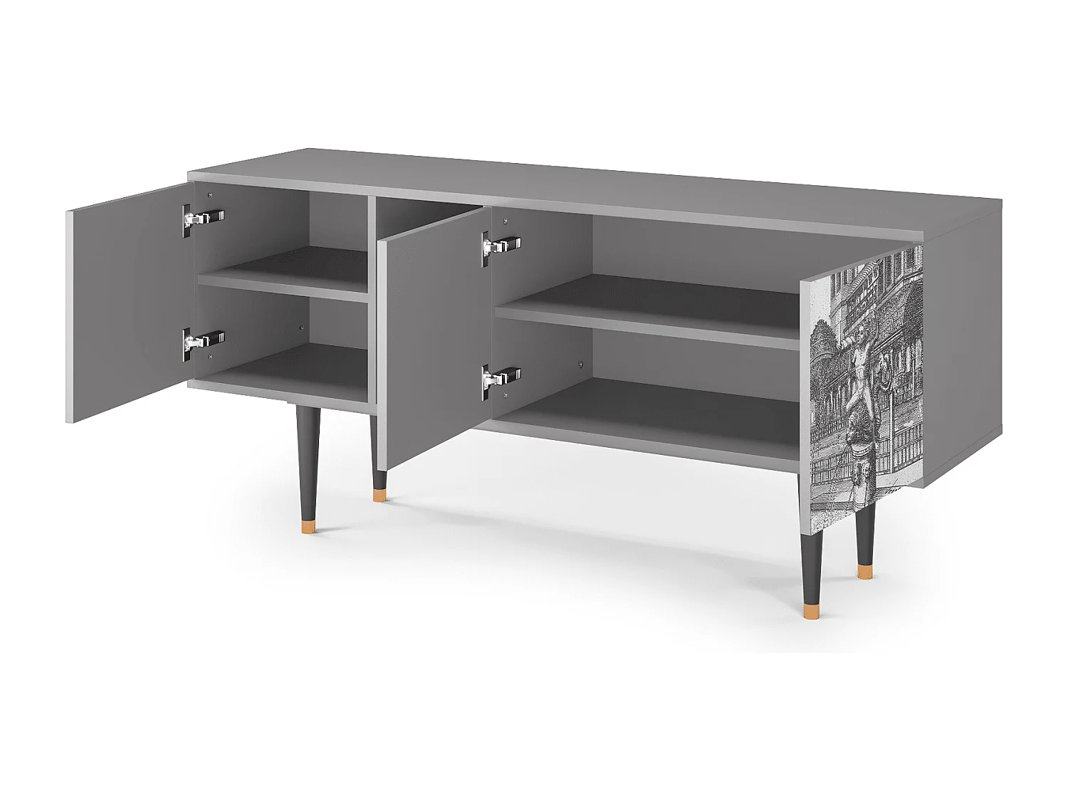 Meuble TV - 150х69х41 cm - T5 - View of the Piazza, Gris