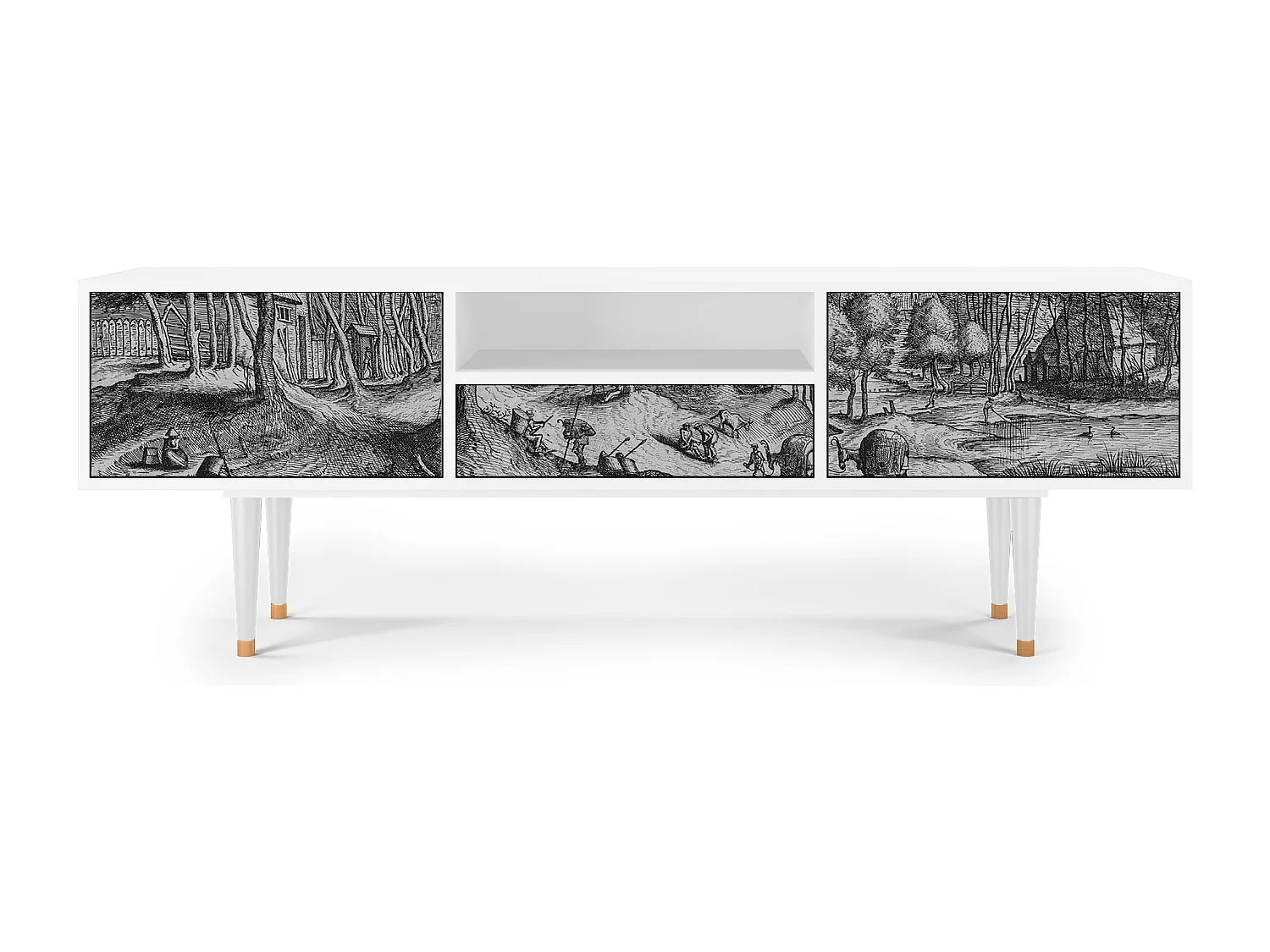 Mobile TV - 170х59х41 cm - T6 - Rusticorum, Bianco