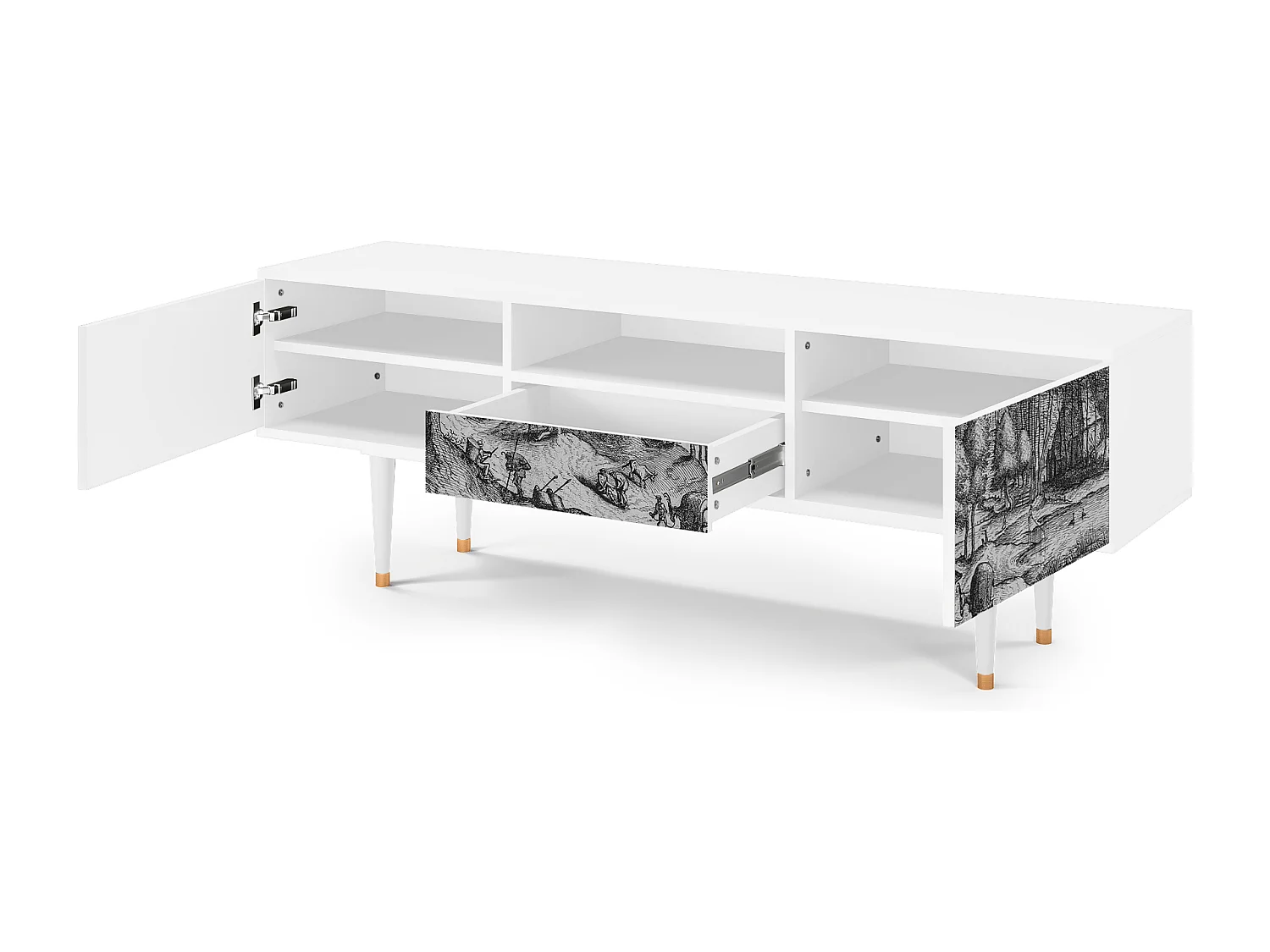 Mobile TV - 170х59х41 cm - T6 - Rusticorum, Bianco