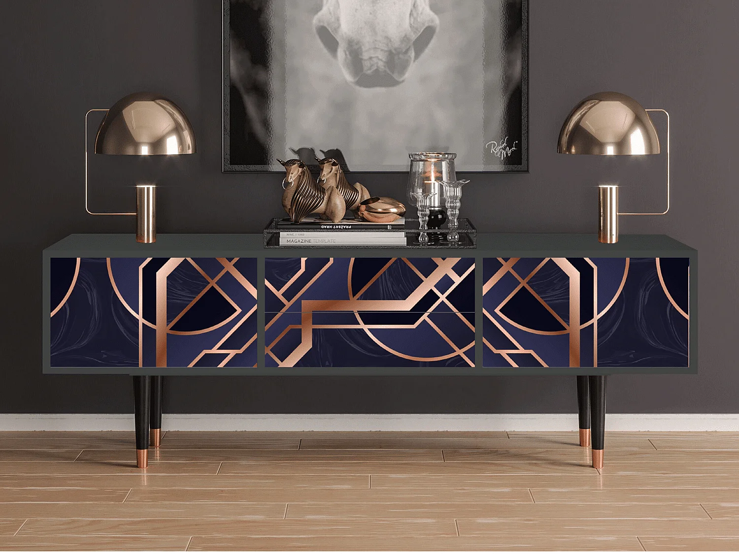 Mueble de TV - 170х59х48 cm - T4 - Purple Temple, Antracite