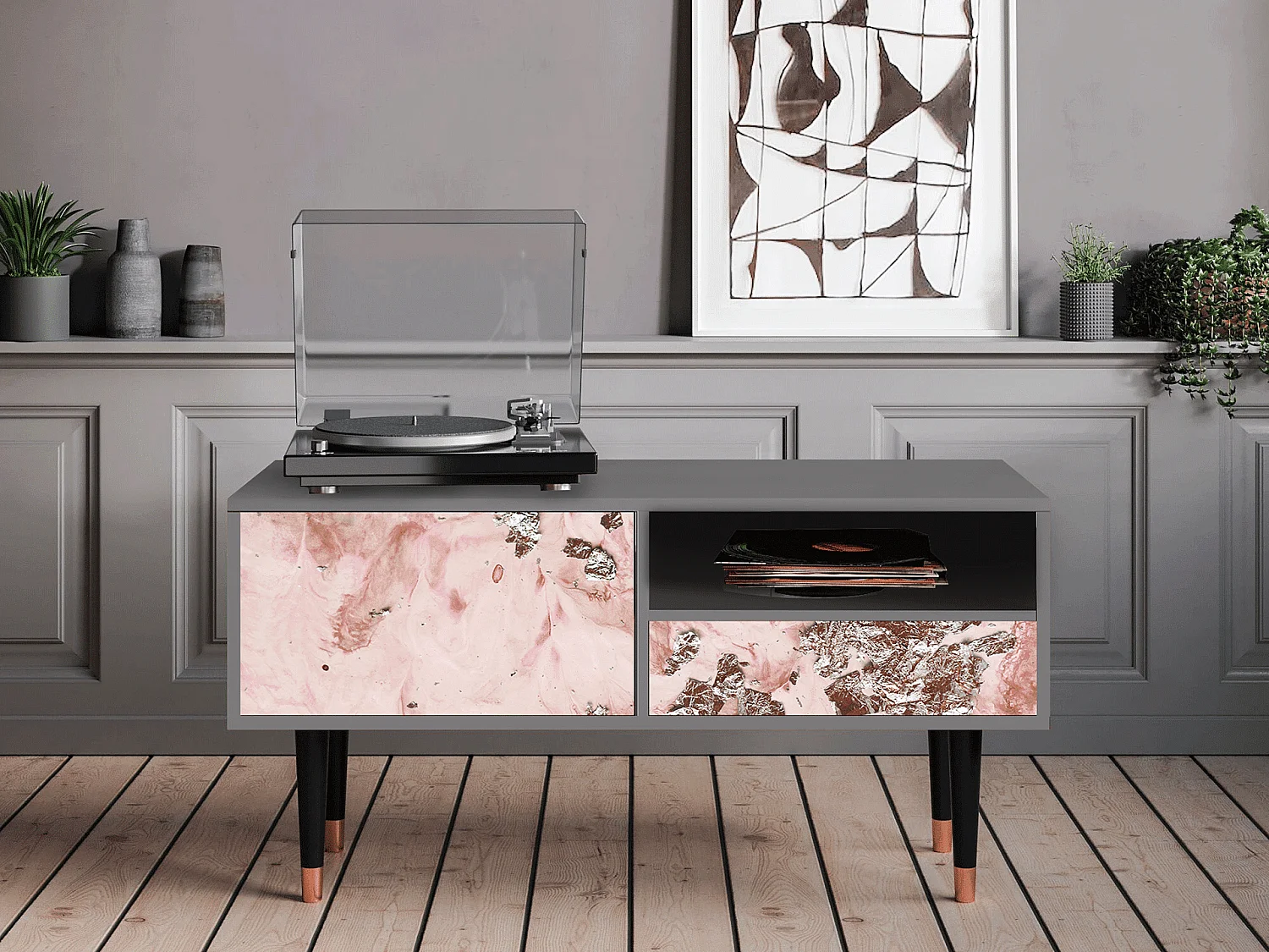 Mobile TV - 115х59х48 cm - T3 - Cotton Candy, Grigio