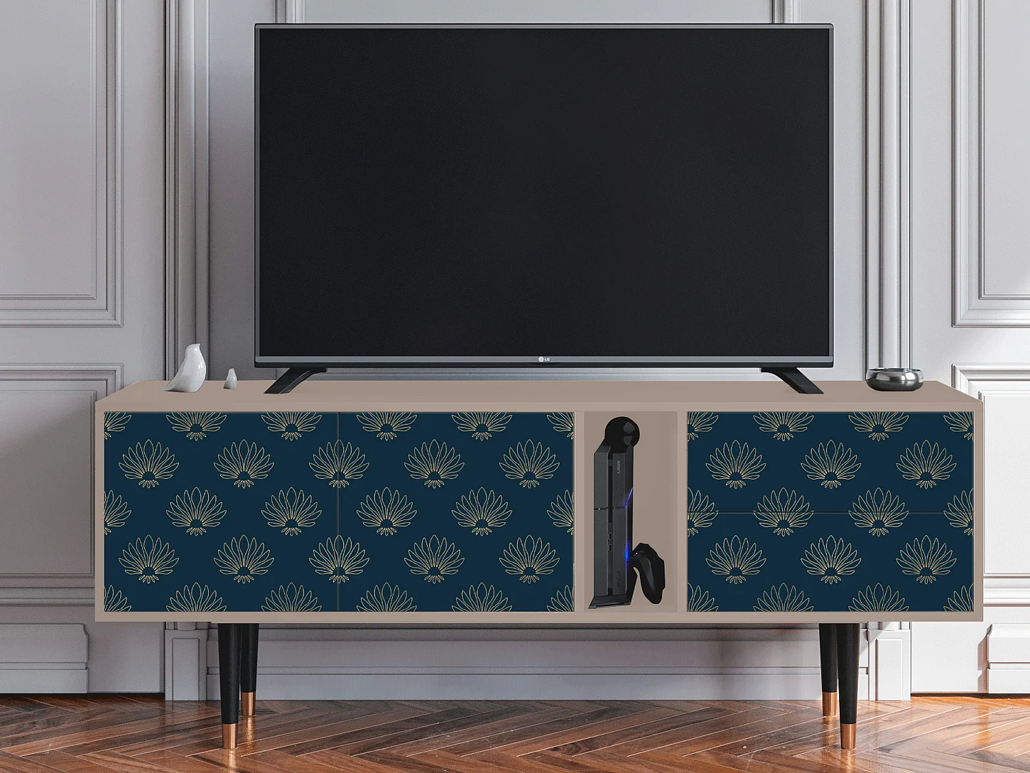 Mobile TV - 170х69х48 cm - T1 - Blue Lotus, Latte