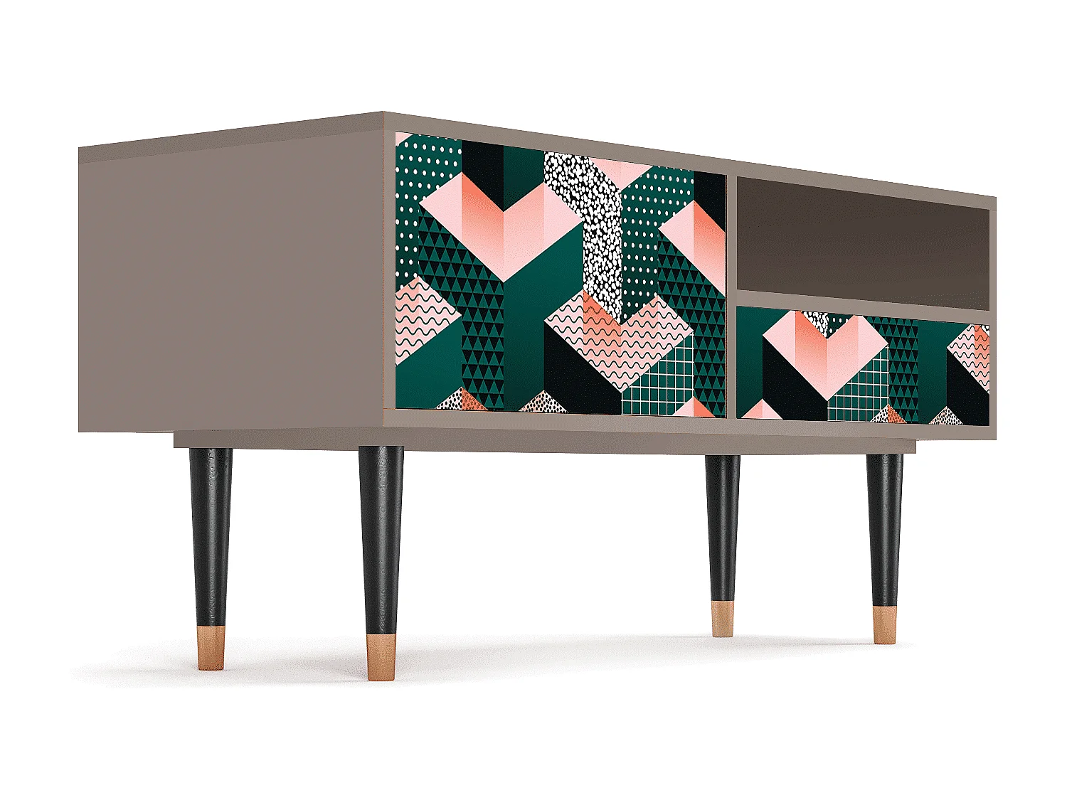 Mueble de TV - 115х59х48 cm - T3 - Geometric Madness, Latte