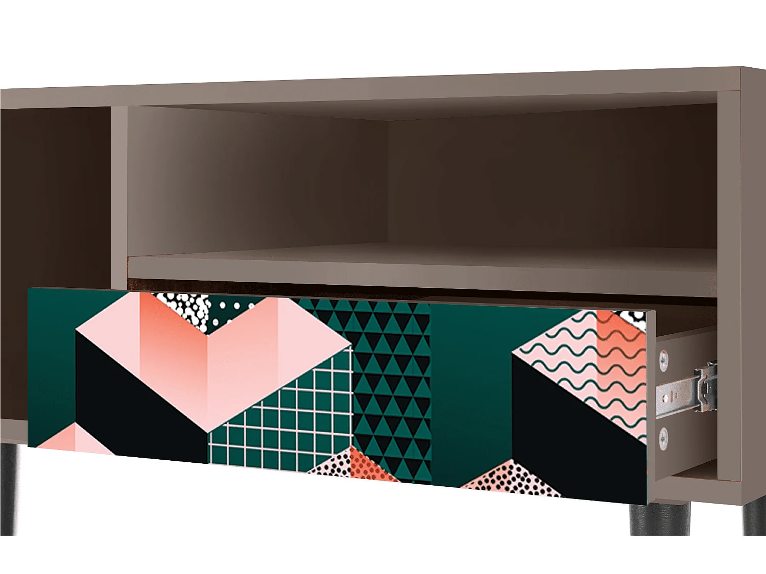 Mueble de TV - 115х59х48 cm - T3 - Geometric Madness, Latte