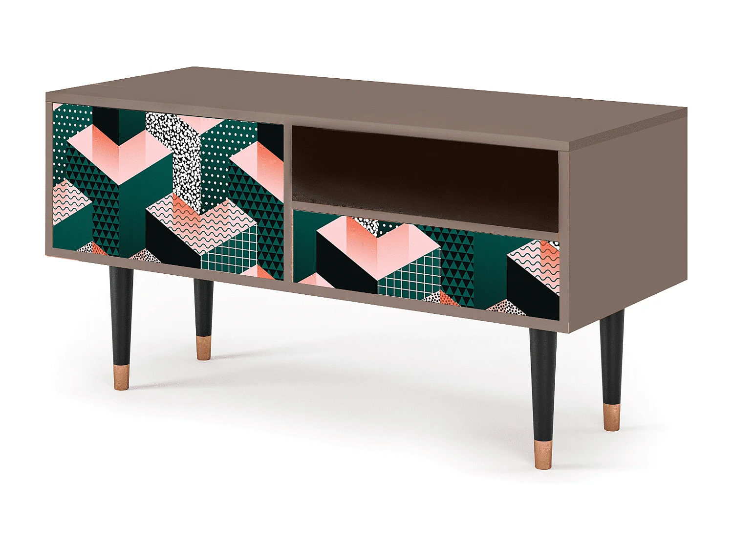 Mobile TV - 115х59х48 cm - T3 - Geometric Madness, Latte