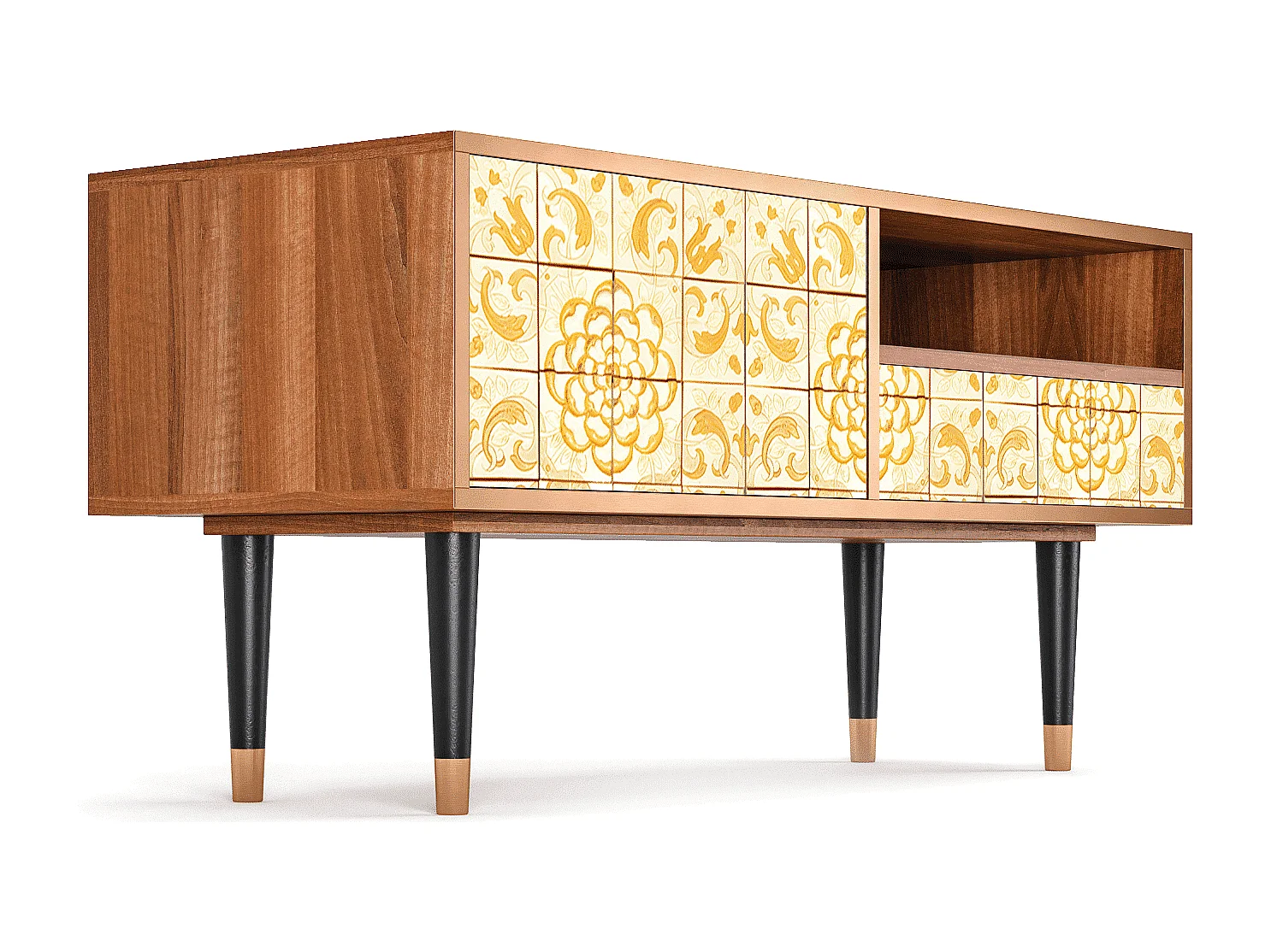 Meuble TV - 115х59х48 cm - T3 - Sunshiny Tile, Noyer