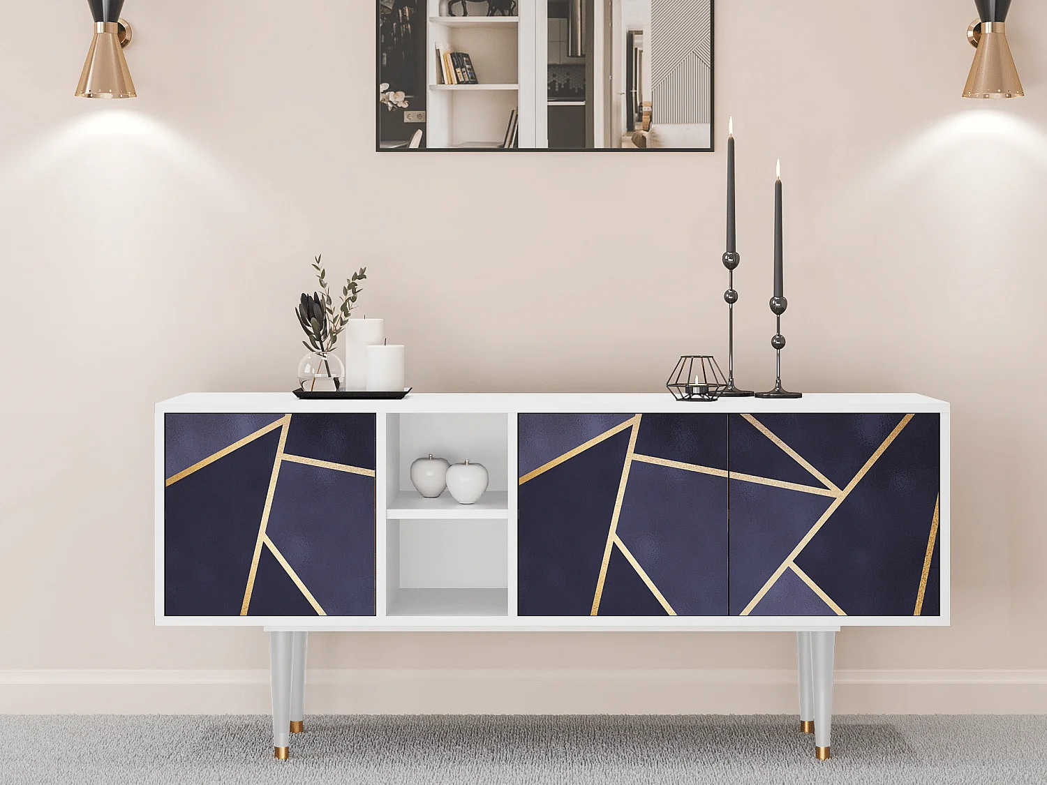 Szafka RTV - 150х69х41 cm - T5 - The Amethyst, Biały