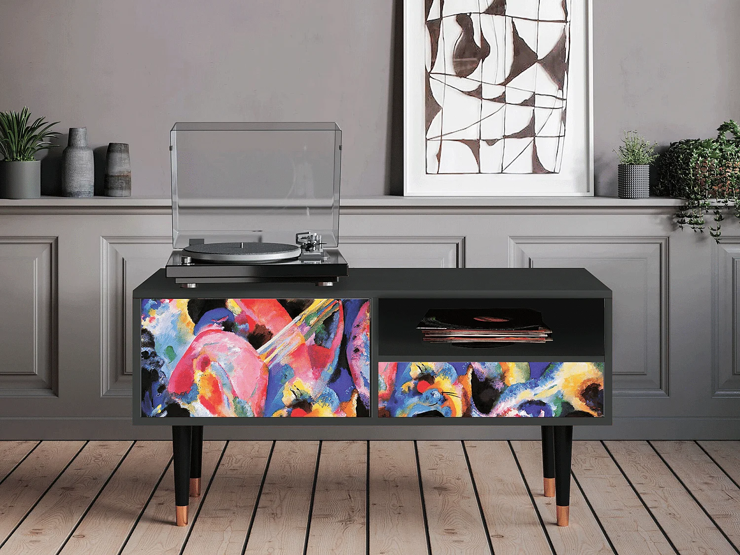 TV-meubel - 115х59х48 cm - T3 - Kandinsky, Antraciet