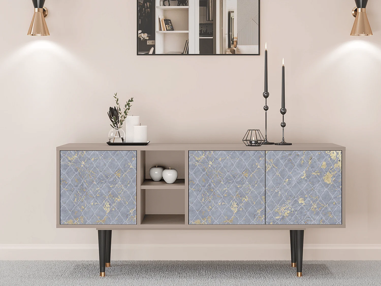 TV-meubel - 150х69х41 cm - T5 - Golden Smoke, Latte