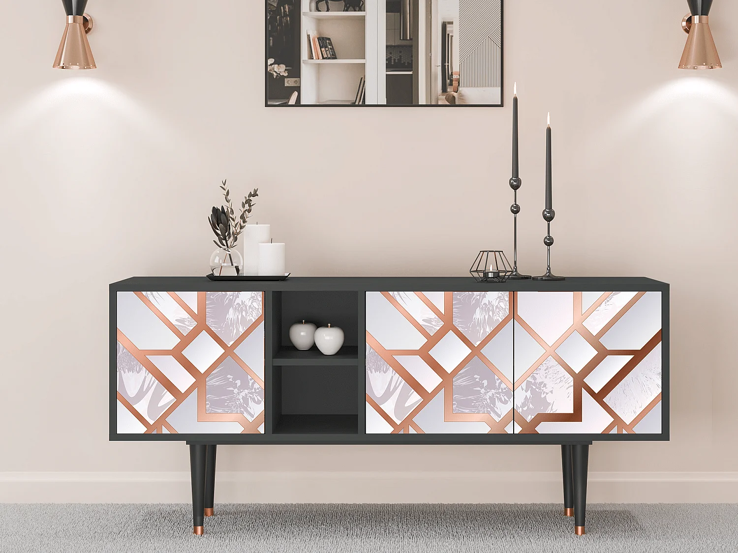 Meuble TV - 150х69х41 cm - T5 - Pastel Fairytale, Anthracite