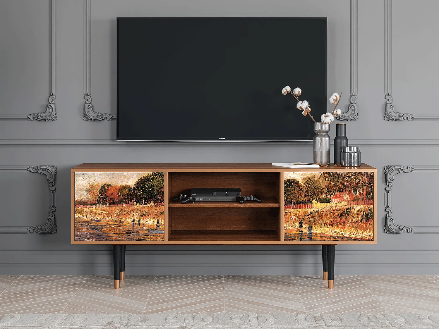 Mobile TV - 170х69х48 cm - T2 - The Banks, Noce