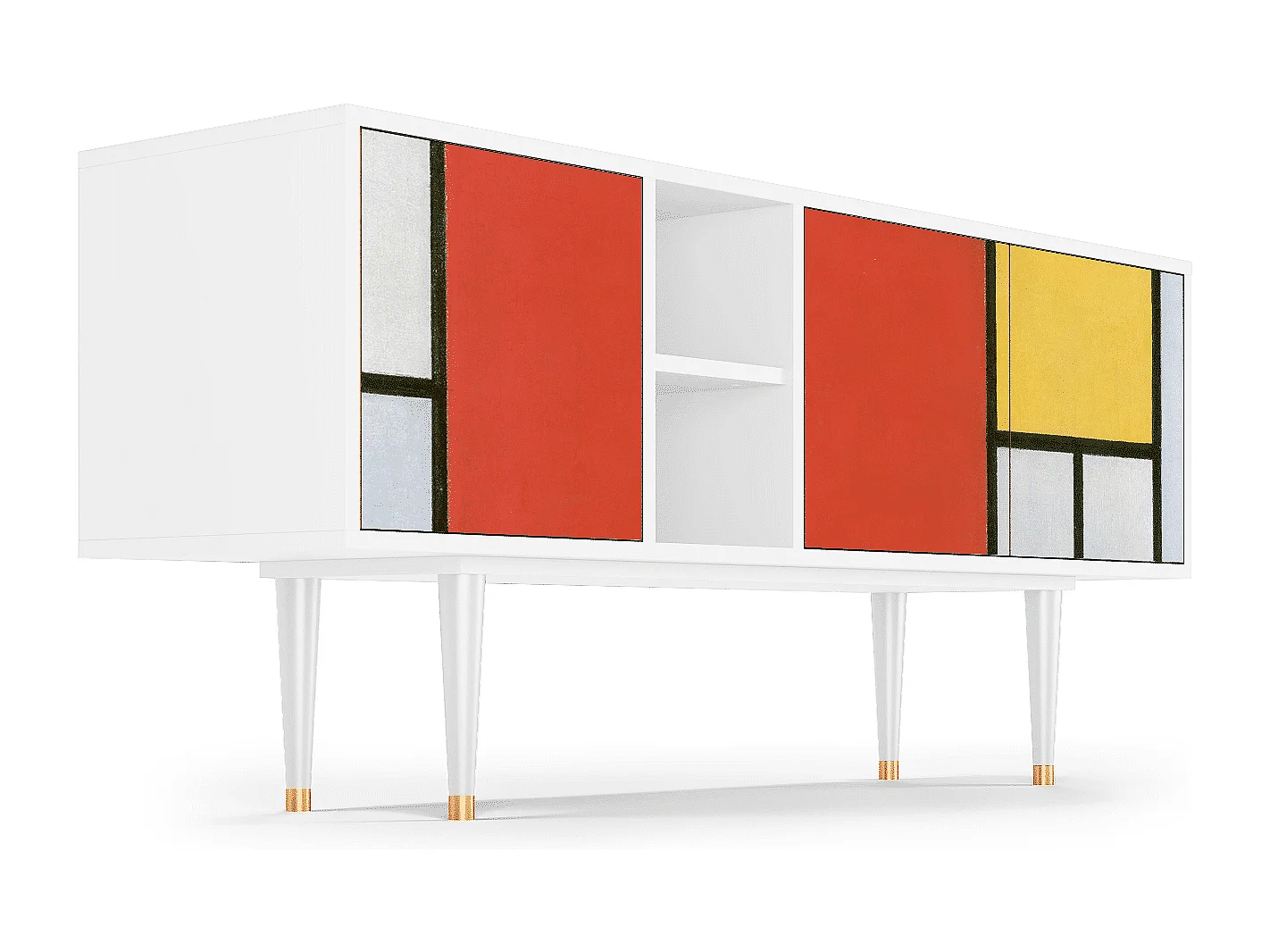 Meuble TV - 150х69х41 cm - T5 - Composition, Blanc