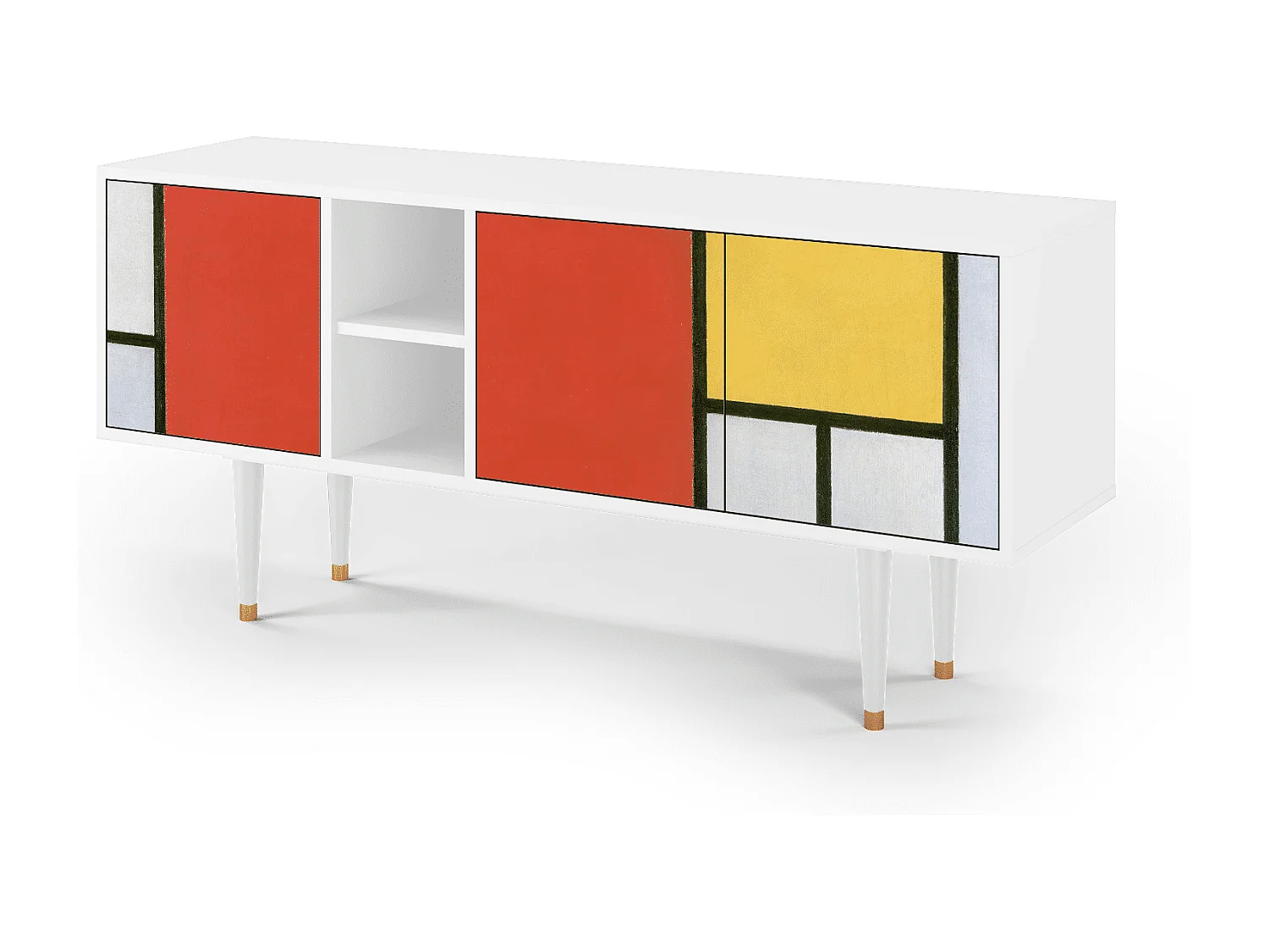 Meuble TV - 150х69х41 cm - T5 - Composition, Blanc