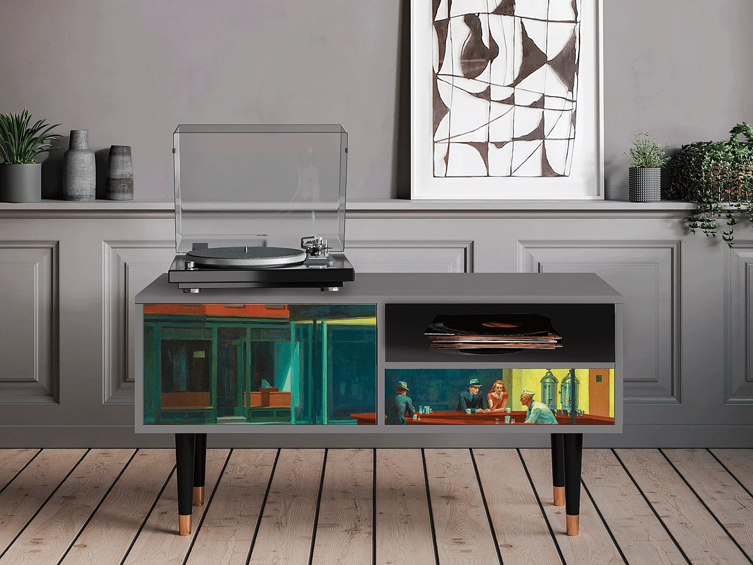 TV-Möbel - 115х59х48 cm - T3 - Nighthawks by Hopper, Grau