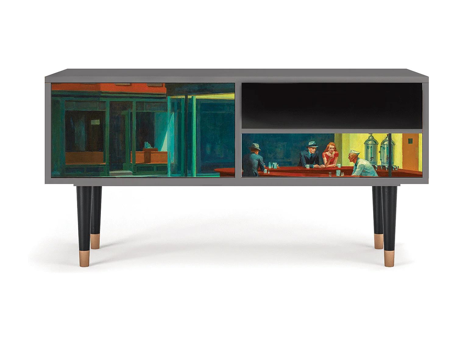 Meuble TV - 115х59х48 cm - T3 - Nighthawks by Hopper, Gris