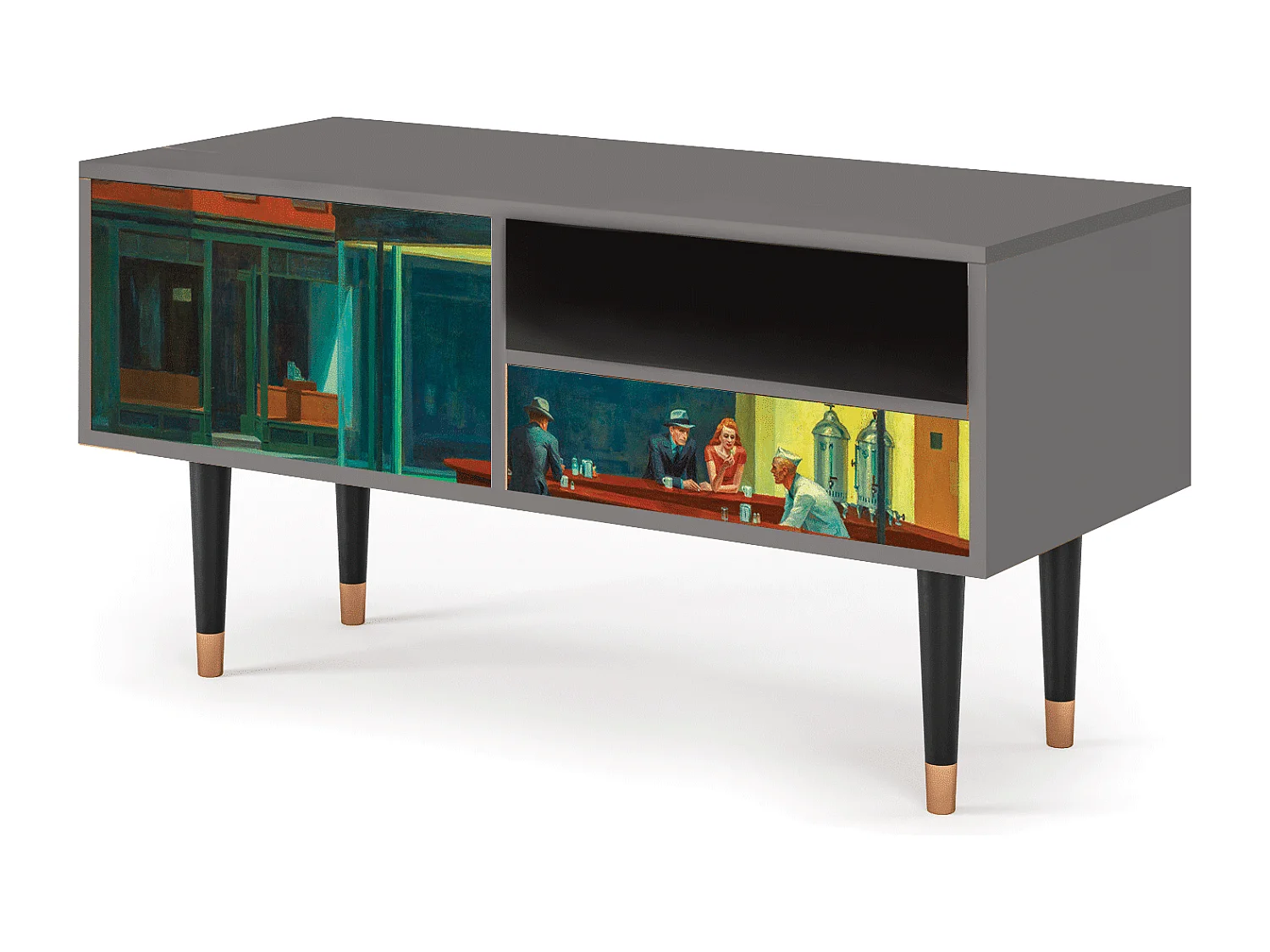 Meuble TV - 115х59х48 cm - T3 - Nighthawks by Hopper, Gris