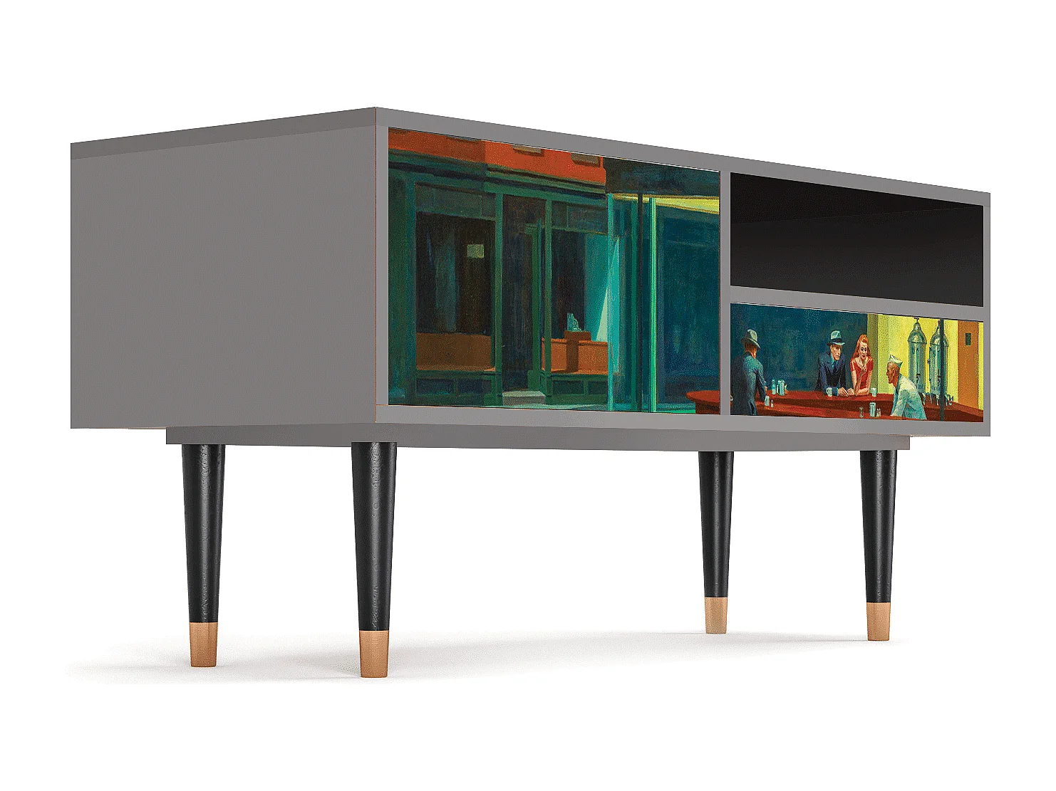 Meuble TV - 115х59х48 cm - T3 - Nighthawks by Hopper, Gris