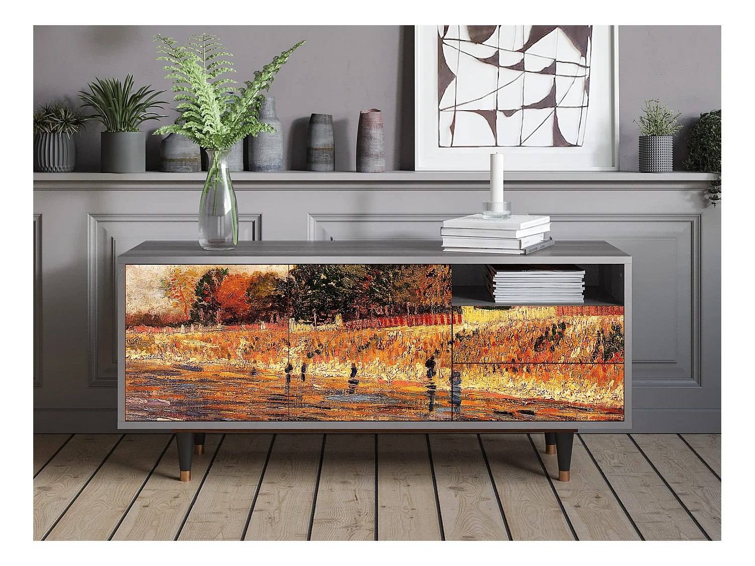 Mobile TV - 125х56х41 cm - T7 - The Banks, Grigio