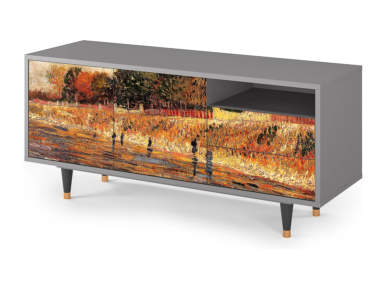 Szafka RTV - 125х56х41 cm - T7 - The Banks, Szary