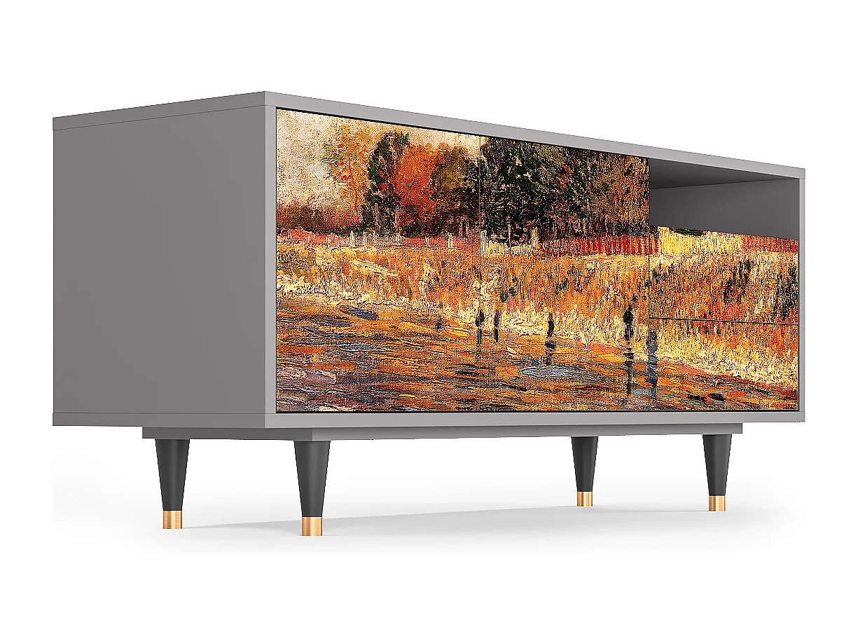 Szafka RTV - 125х56х41 cm - T7 - The Banks, Szary