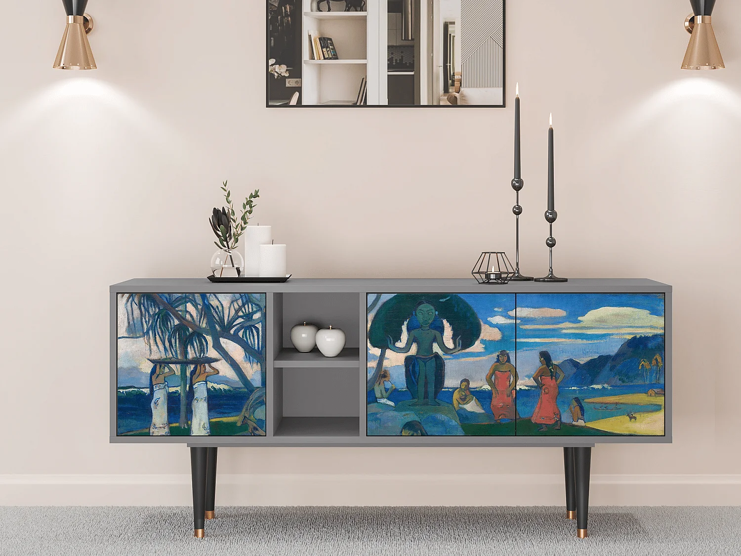 Meuble TV - 150х69х41 cm - T5 - Day of the God, Gris