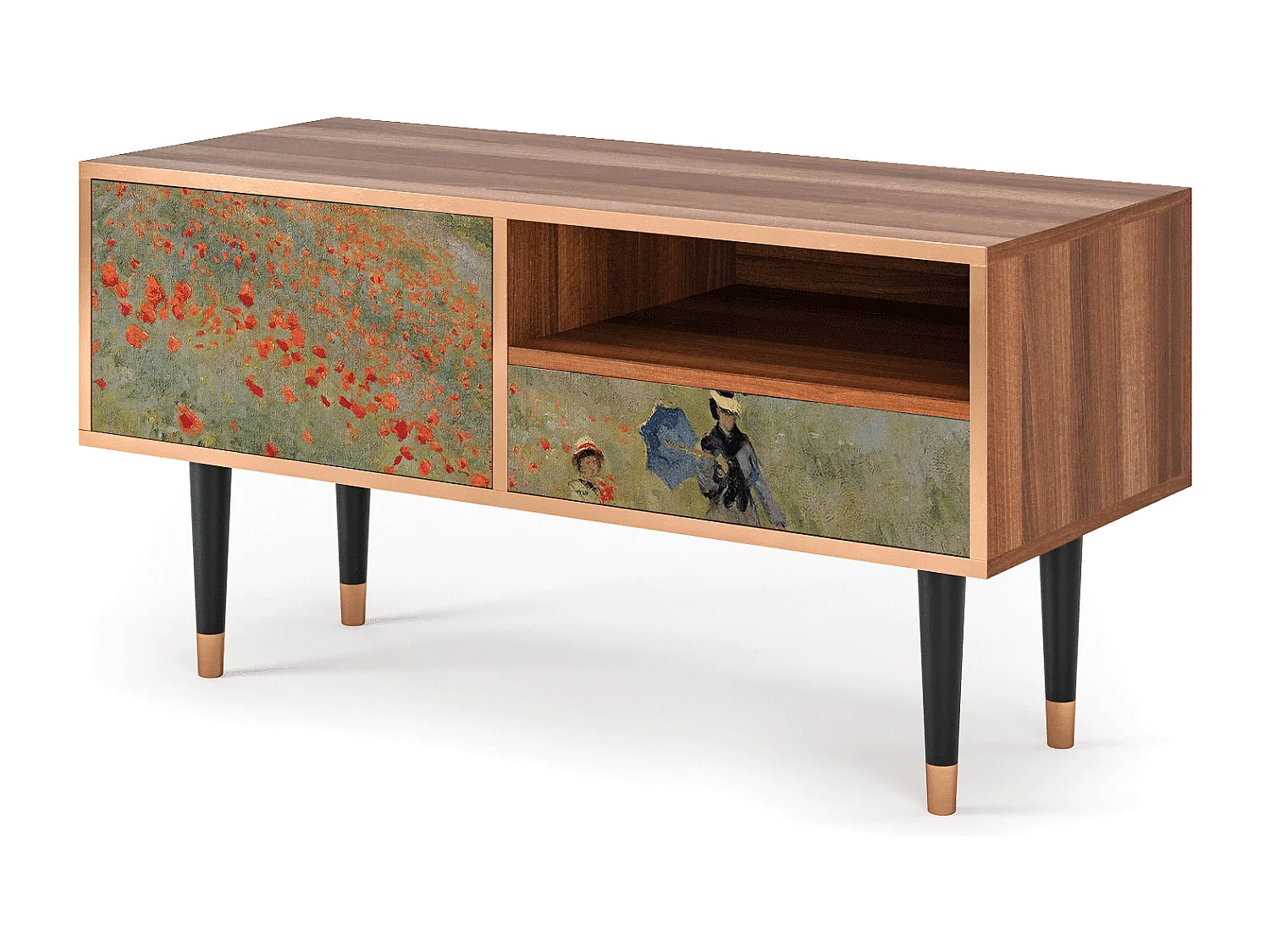 Mueble de TV - 115х59х48 cm - T3 - The Poppy Field   , Nogal