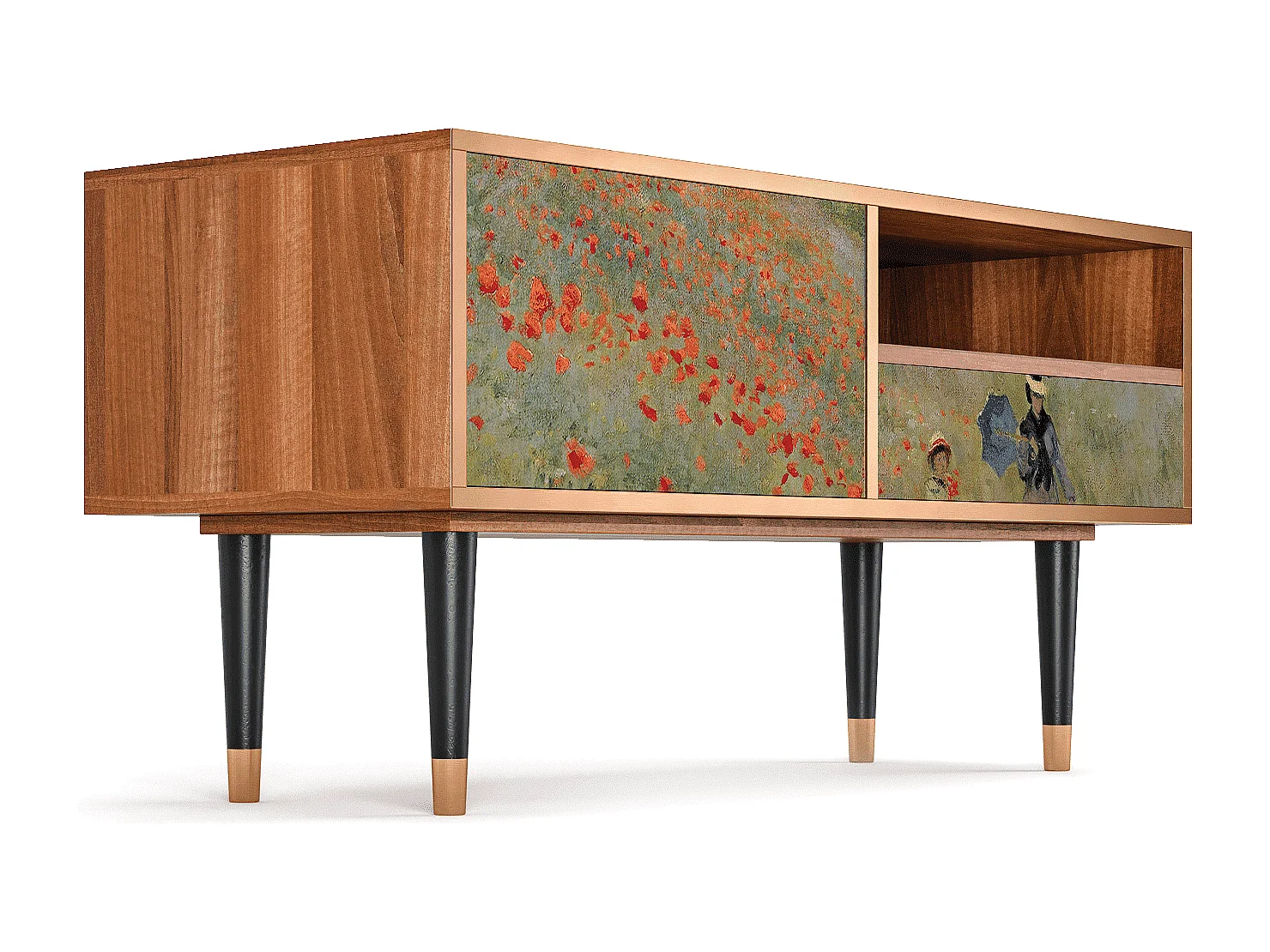 TV-meubel - 115х59х48 cm - T3 - The Poppy Field   , Walnoot