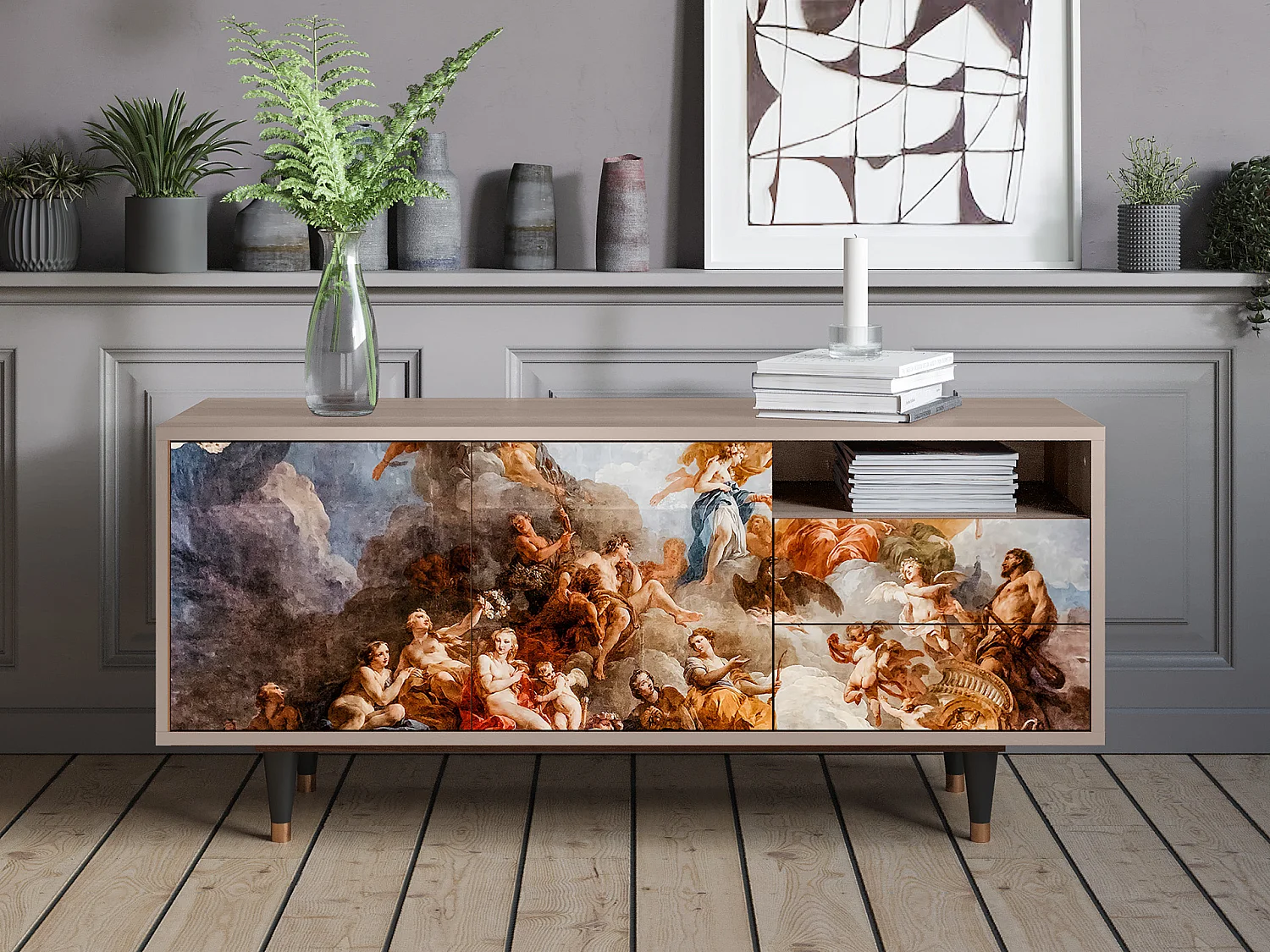 Mueble de TV - 125х56х41 cm - T7 - Versailles, Latte