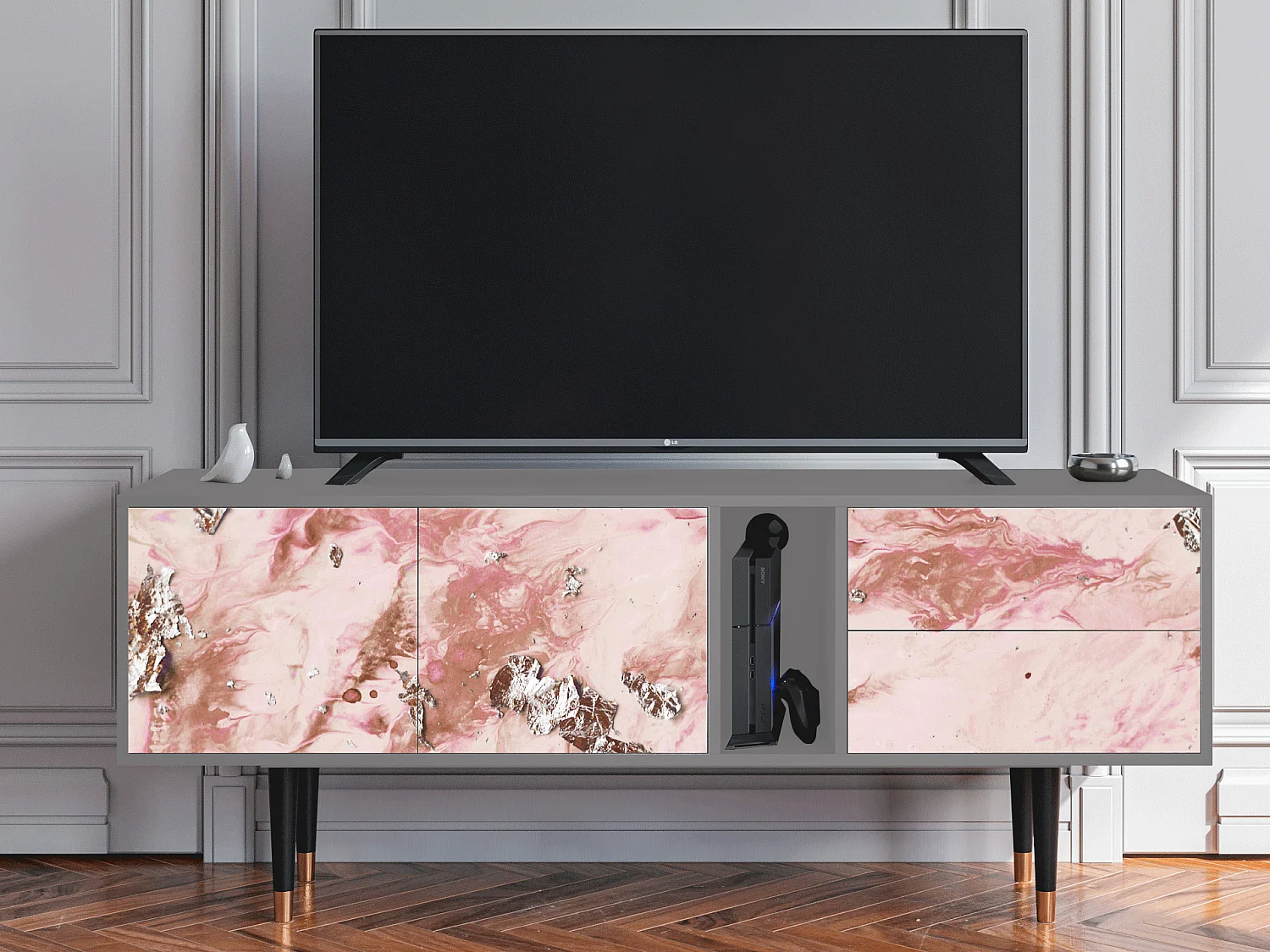 Mobile TV - 170х69х48 cm - T1 - Cotton Candy, Grigio