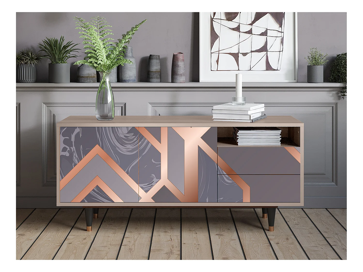 Meuble TV - 125х56х41 cm - T7 - Taupe Anatomy, Latte