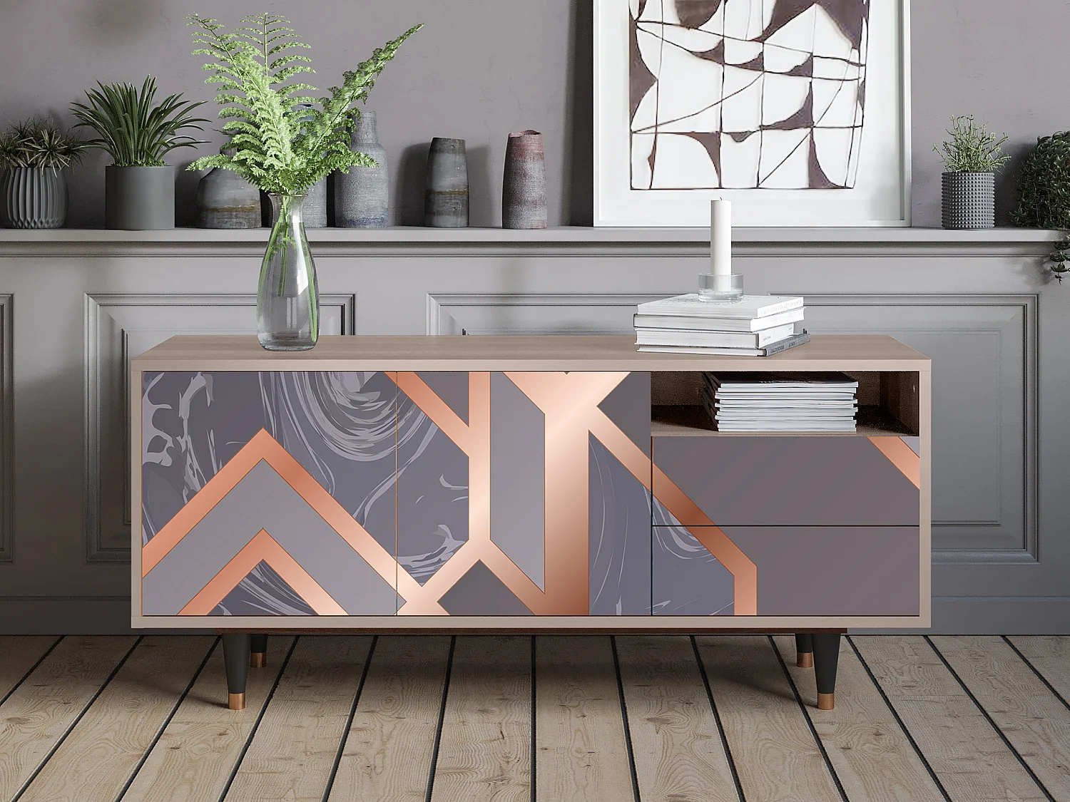 Meuble TV - 125х56х41 cm - T7 - Taupe Anatomy, Latte