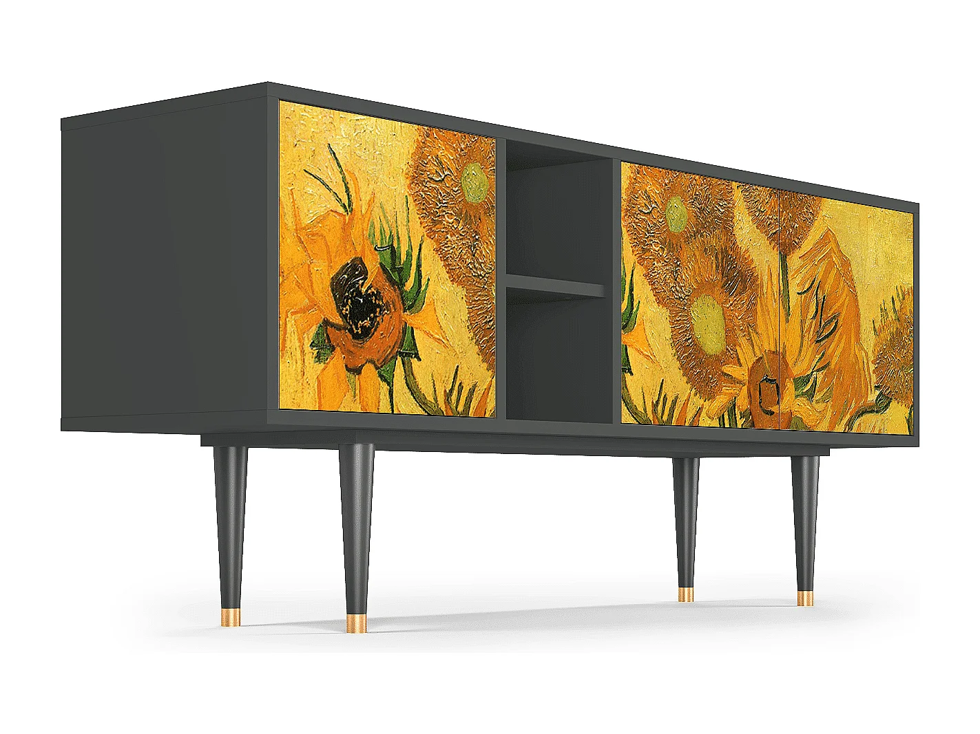 Meuble TV - 150х69х41 cm - T5 - Sunflowers, Anthracite